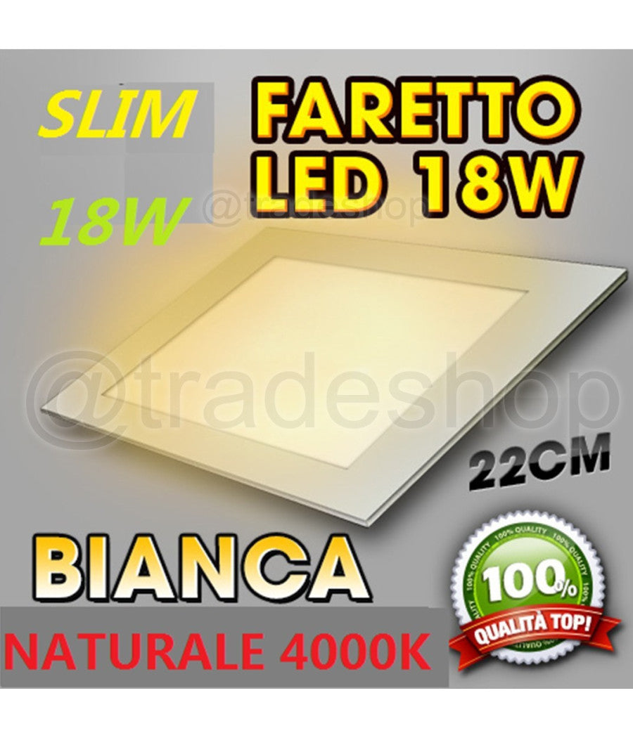 Pannello Faretto Led 18w Ad Incasso Slim Luce Bianca Calda Neutra Tondo Quadrato  -bianco Caldo  Quadrato    -