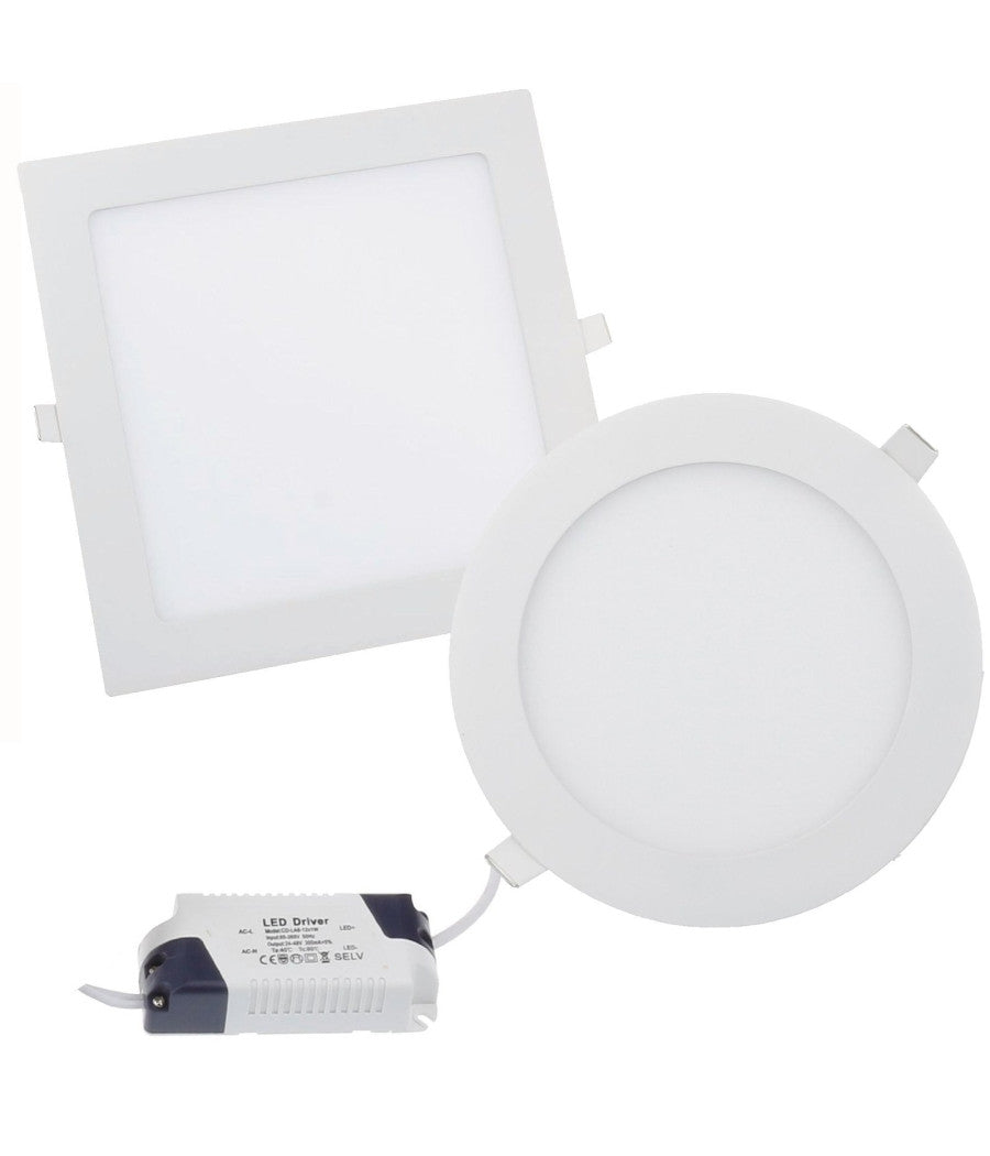 Pannello Faretto Tondo O Quadrato A Led Da 6 A 25 W Ad Incasso Luce Freddo Caldo         