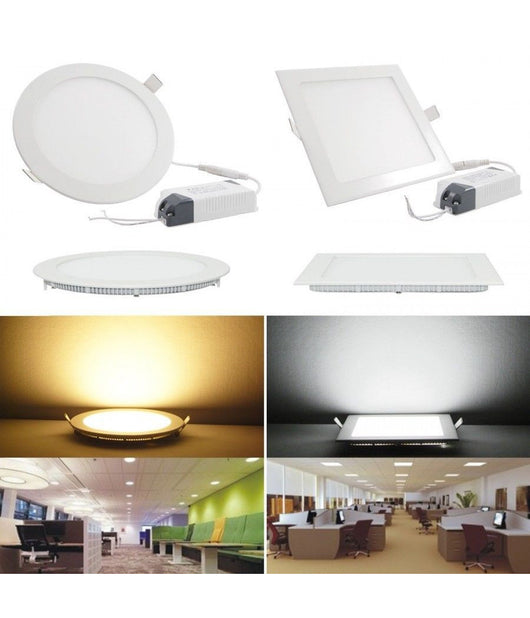 Pannello Faretto Tondo O Quadrato A Led Da 6 A 25 W Ad Incasso Luce Freddo Caldo         