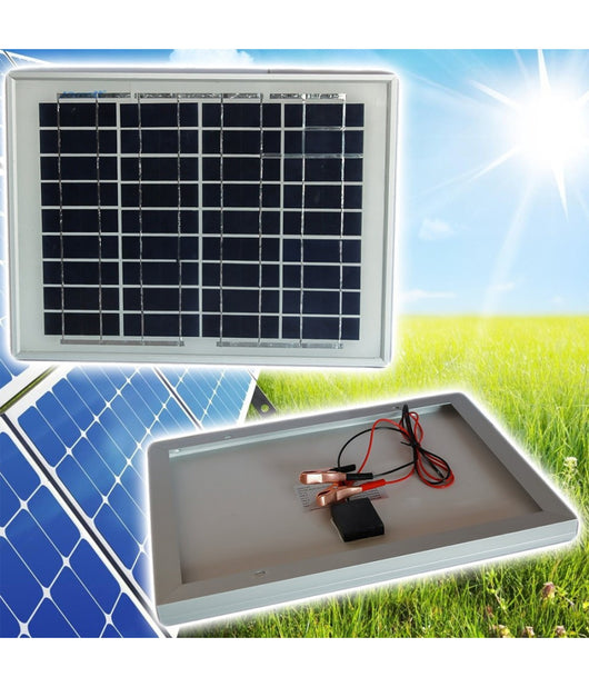 Pannello Fotovoltaico Solare Modulo 10w 10watt 12v Celle Silicio Pinze Batteria         
