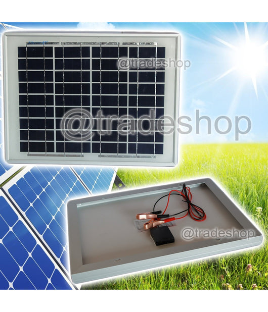 Pannello Fotovoltaico Solare Modulo 10w 10watt 12v Celle Silicio Pinze Batteria         