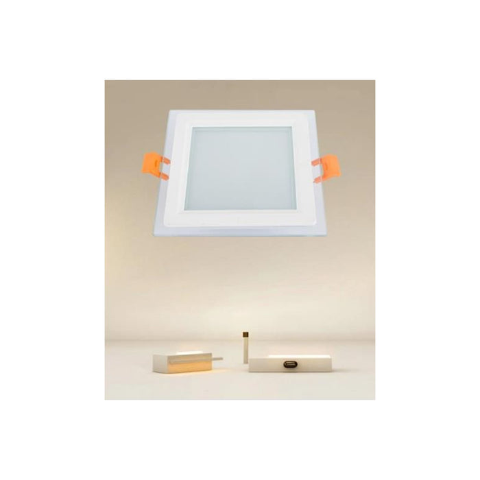 Trade Shop - Pannello Led Incasso Luce 3000k-6500k 9w Quadrato Am-cs-9 Con Bordo Traparente 00670         