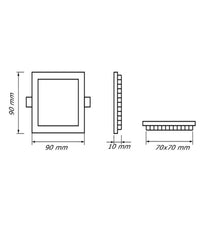 Pannello Led Incasso Quadrato Slim Plafoniera 3w Cct 3 Colorazioni Luce P73a-q3c         