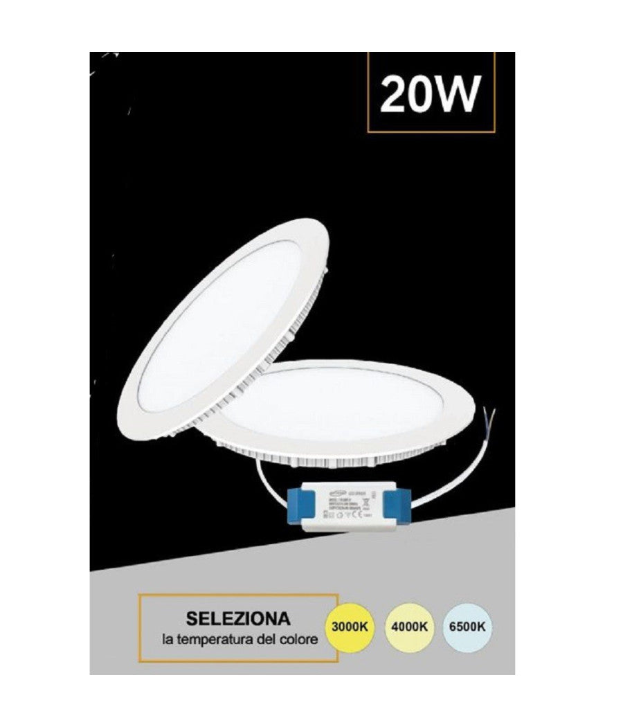 Pannello Led Incasso Rotondo Slim Plafoniera 20w 3 Colorazione Di Luce P225a-t3c         