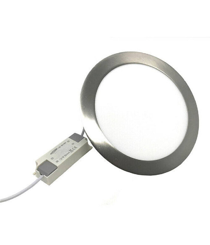 Pannello Led Incasso Silver Tondo Slim 6w P105aa Plafoniera Luce 6500k 3000k 4000k         
