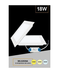 Pannello Led Quadrato Incasso 18 W Con Driver Cct 3000k 4000k 6500k P205a-q3c         