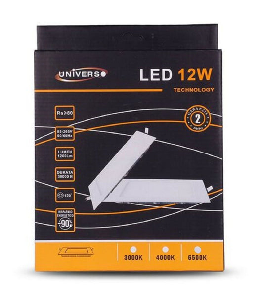 Pannello Led Slim 12w Incasso Quadrato In Pvc Luce Caldo Freddo Naturale P155aq  -bianco Naturale      -