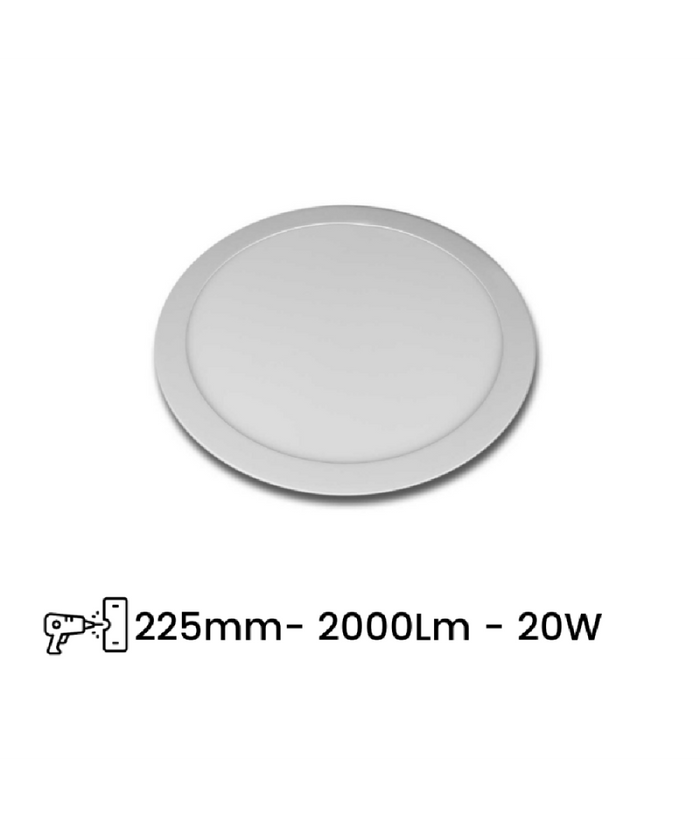 Pannello Led Slim 20w Incasso Rotondo Luce Bianco Caldo Freddo Naturale P225at         
