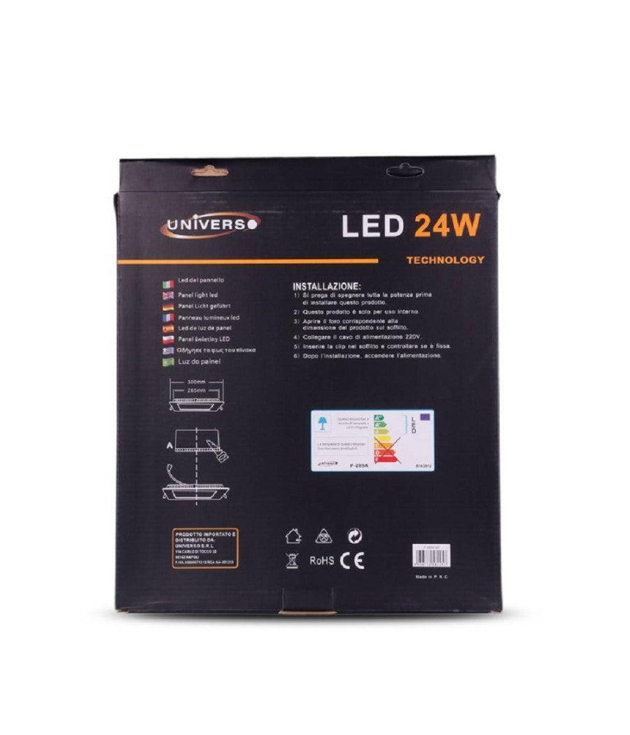 Pannello Led Slim 24w Incasso Quadrato Luce Bianco Caldo Freddo Naturale P285aq  -bianco Freddo      -