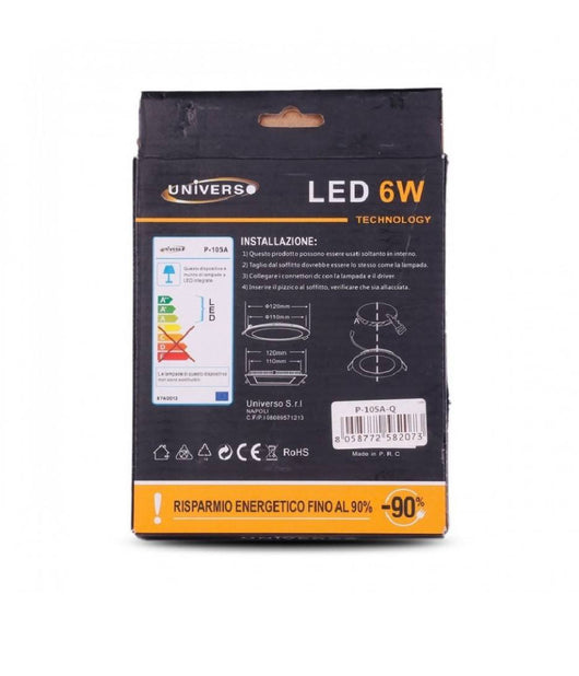 Pannello Led Slim 6w Incasso Quadrato In Pvc Luce Caldo Freddo Naturale P105aq  -bianco Naturale      -