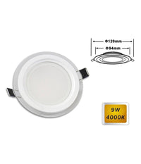 Pannello Led Slim Incasso Bordo In Vetro Tondo 9w Luce 6500k 3000k 4000k P-94et  -bianco Naturale      -