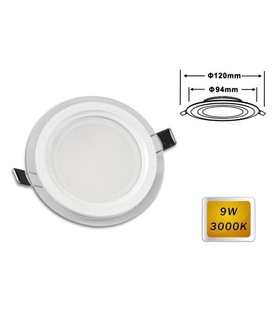 Pannello Led Slim Incasso Bordo In Vetro Tondo 9w Luce 6500k 3000k 4000k P-94et         