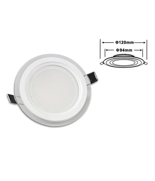 Pannello Led Slim Incasso Bordo In Vetro Tondo 9w Luce 6500k 3000k 4000k P-94et         