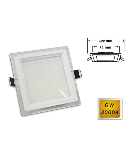 Pannello Led Slim Incasso Bordo Vetro Quadrato 6w Luce 6500k 4000k 3000k P-75eq  -bianco Caldo      -