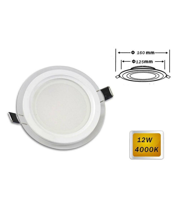 Pannello Led Slim Incasso Bordo Vetro Tondo 12 W Luce 6500k 3000k 4000k P-125et  -bianco Naturale      -