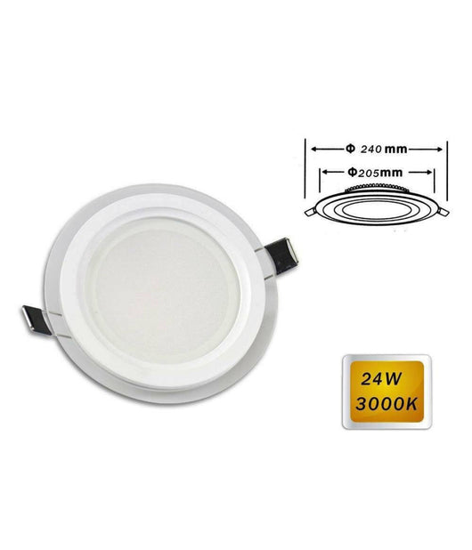 Pannello Led Slim Incasso Bordo Vetro Tondo 24 W Luce 3000k 6500k 4000k P-205et  -bianco Caldo      -