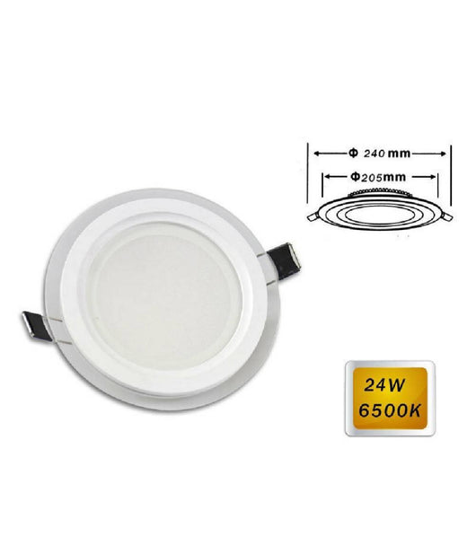 Pannello Led Slim Incasso Bordo Vetro Tondo 24 W Luce 3000k 6500k 4000k P-205et  -bianco Freddo      -