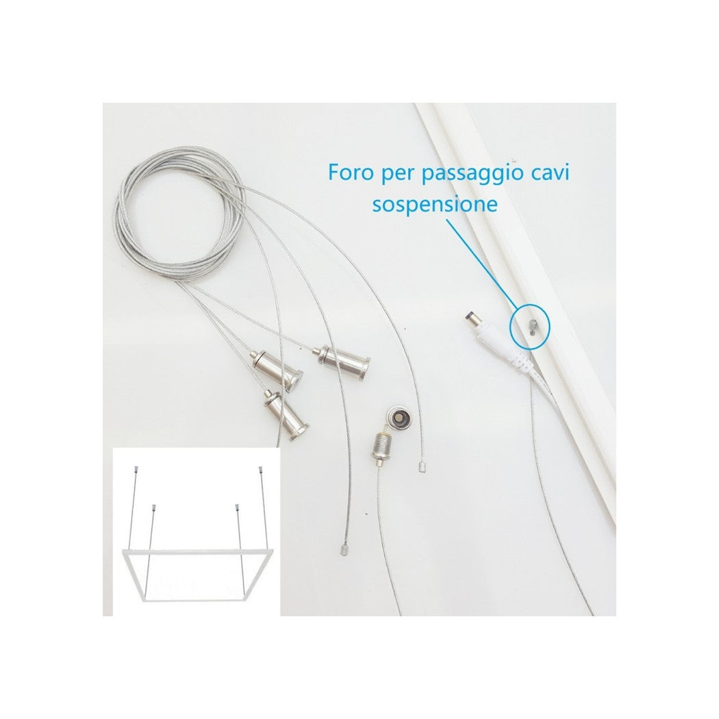 Pannello Led Telaio Luminoso Cornice 60x60 Cm 48 W 5700lm Lampadario Sospensione Tot  -bianco Freddo      -