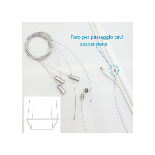 Pannello Led Telaio Luminoso Cornice 60x60 Cm 48 W 5700lm Lampadario Sospensione Tot  -bianco Freddo      -