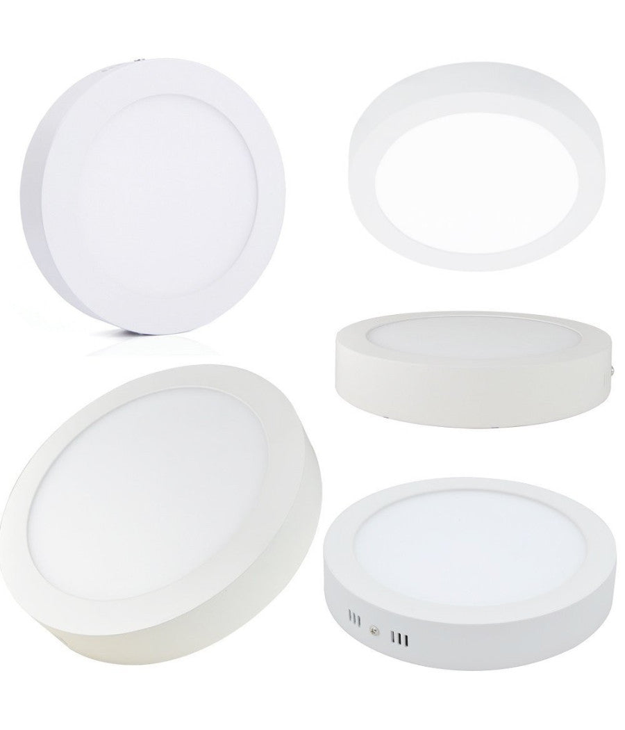 Pannello Plafoniera Faretto Faro Tondo A Led 6-12-18-24 Watt Freddo Caldo  -bianco Naturale-12 Watt -tondo    -