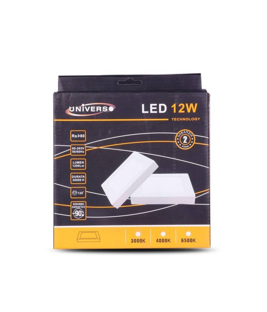 Pannello Plafoniera Led 12 W Quadrato Luce Bianco Caldo Freddo Naturale P17         