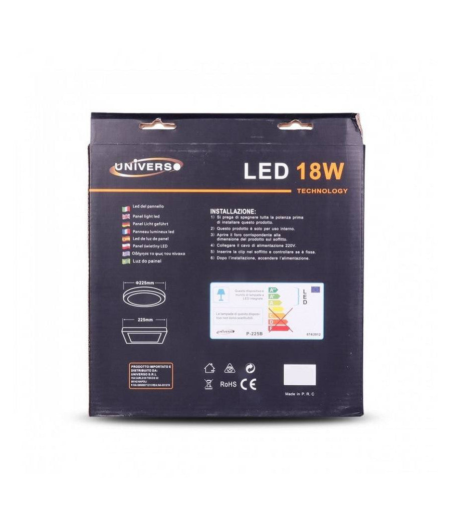 Pannello Plafoniera Led 18 W Quadrato Luce Bianco Caldo Freddo Naturale P2         