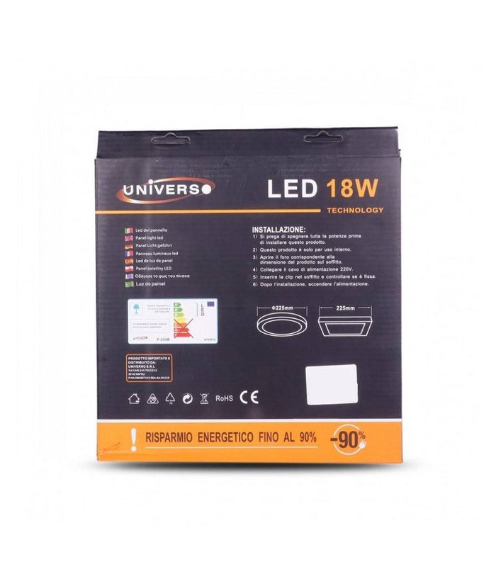 Pannello Plafoniera Led 18w Tondo Pvc Luce Bianco Caldo Freddo Naturale P22         