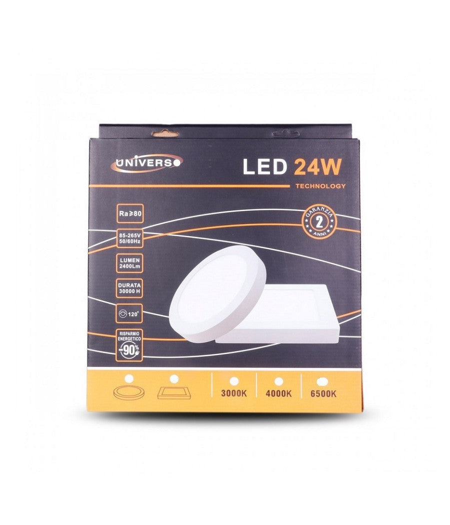 Pannello Plafoniera Led 24w Quadrato Luce Bianco Caldo Freddo Naturale         