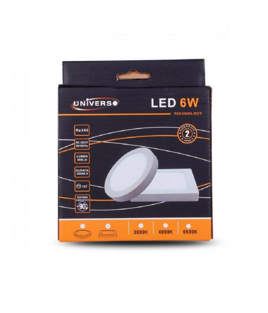 Pannello Plafoniera Led 6w Tondo Pvc Luce Bianco Caldo Freddo Naturale P120b-t         