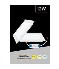 Pannello Smd Led Quadrato Incasso 12w Con Driver Cct 4000k 3000k 6500k P155a-q3c         