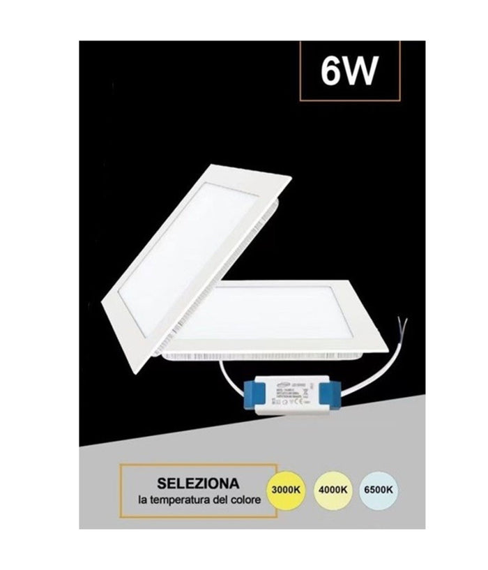 Pannello Smd Led Quadrato Incasso 6 W Con Driver Cct 3000k 4000k 6500k P105-q3c         
