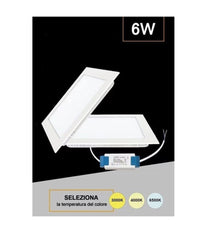 Pannello Smd Led Quadrato Incasso 6 W Con Driver Cct 3000k 4000k 6500k P105-q3c         