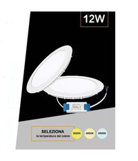 Pannello Smd Led Rotondo Incasso 12 W Con Driver Cct 6500k 3000k 4000k P155a-t3c         