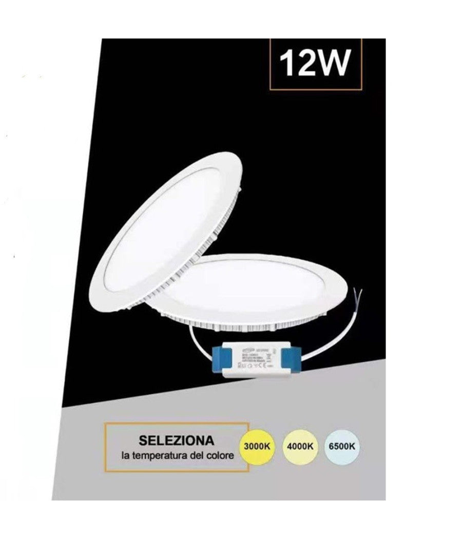 Pannello Smd Led Rotondo Incasso 12 W Con Driver Cct 6500k 3000k 4000k P155a-t3c         