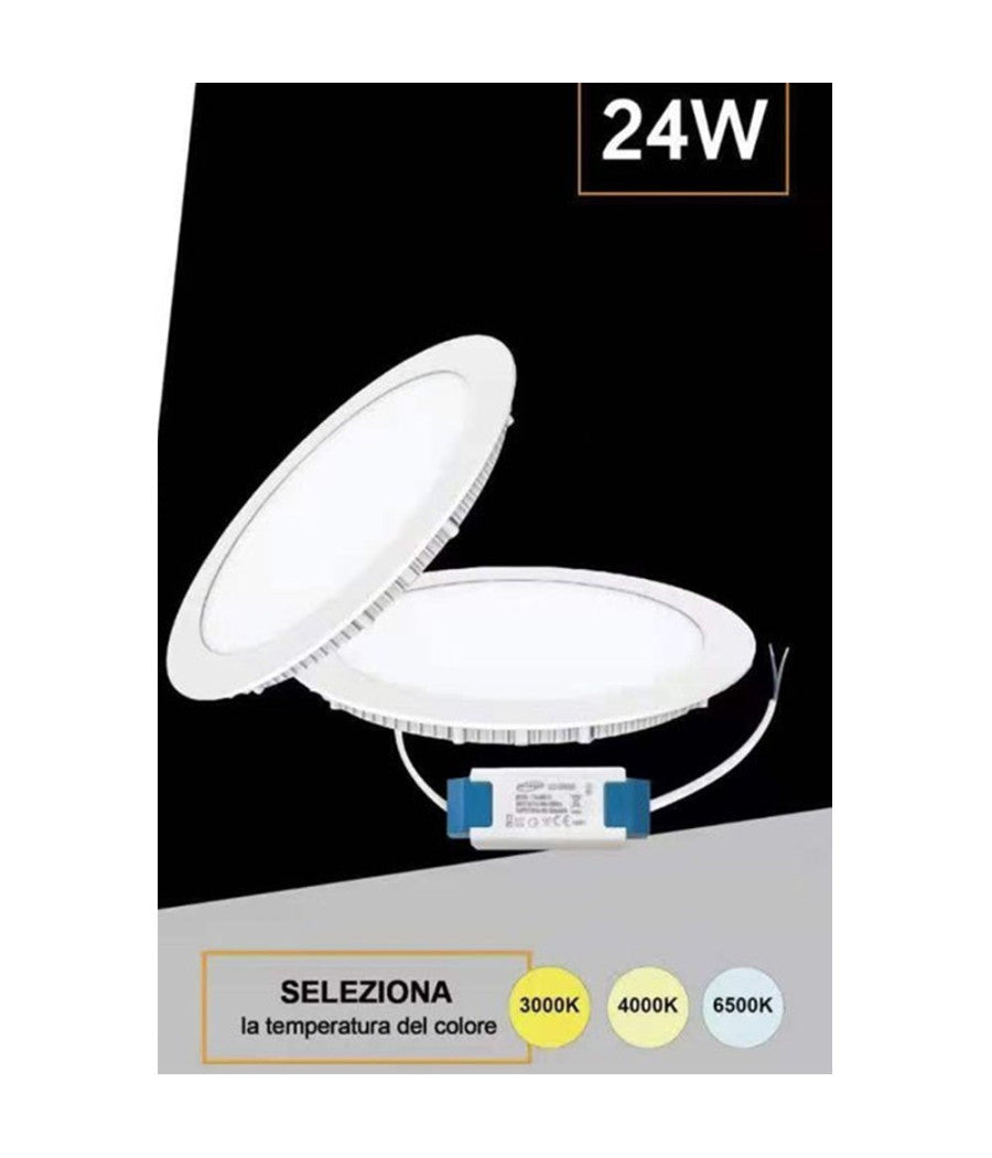Pannello Smd Led Tondo Da Incasso 24w Con Driver Cct 4000k 3000k 6500k P285a-t3c         
