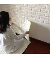 Pannello Spugna 3d Mattoni Bianchi Adesivo Pareti Sfondo Casa Muri 77 X 70 Cm         