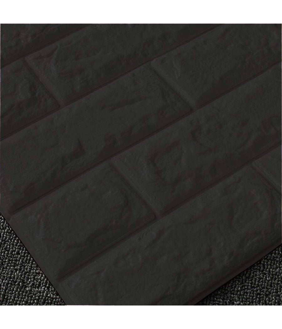 Pannello Spugna 3d Mattoni Colore Nero Adesivo Pareti Sfondo Casa Muri 70x70cm         