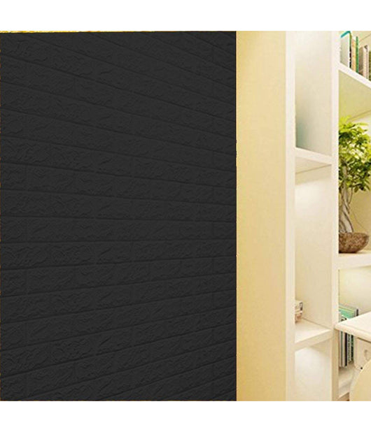 Pannello Spugna 3d Mattoni Colore Nero Adesivo Pareti Sfondo Casa Muri 70x70cm         