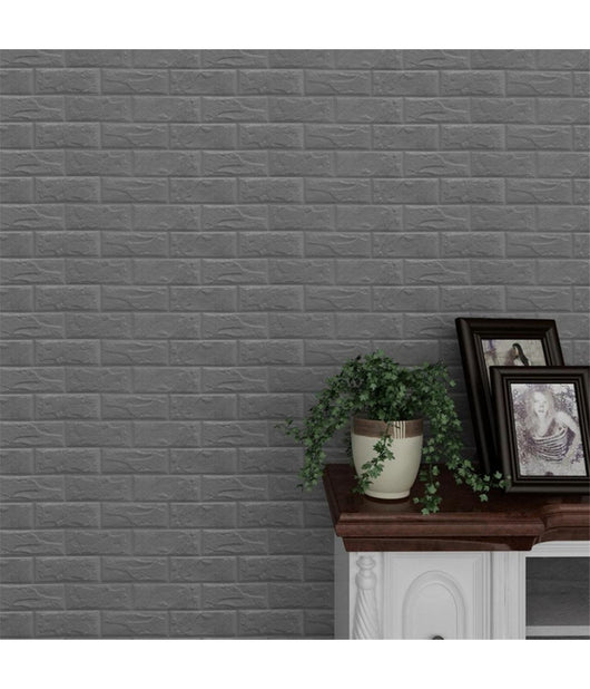 Pannello Spugna 3d Mattoni Grigio Adesivo Pareti Sfondo Casa Muri 30x60cm         