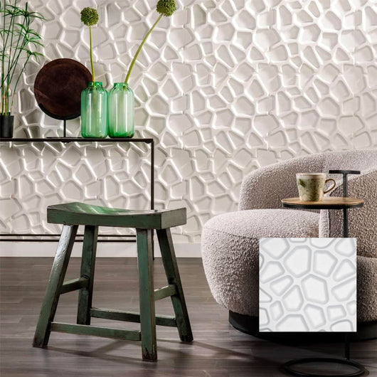 Pannello in fibra naturale a parete 3D, rivestimento di lusso 3D 50X50cm BIANCO verniciabile GRIGLIA