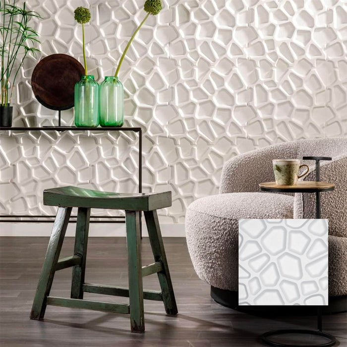 Pannello in fibra naturale a parete 3D, rivestimento di lusso 3D 50X50cm BIANCO verniciabile GRIGLIA