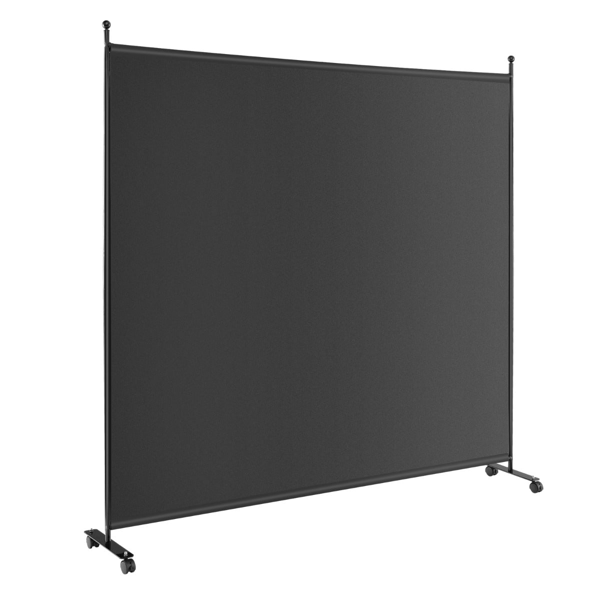 Pannello divisorio singolo con ruote bloccabili-Paravento da interno portatile da soggiorno 184x184cm Nero