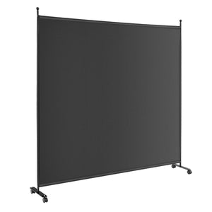 Pannello divisorio singolo con ruote bloccabili-Paravento da interno portatile da soggiorno 184x184cm Nero