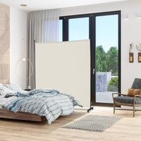 Pannello divisorio singolo con ruote bloccabili-Paravento da interno portatile da soggiorno 184x184cm Beige