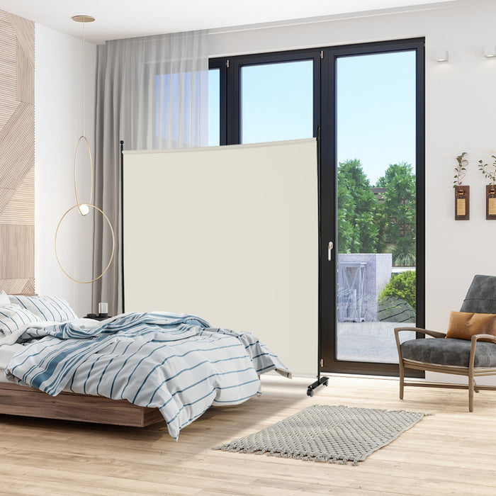 Pannello divisorio singolo con ruote bloccabili-Paravento da interno portatile da soggiorno 184x184cm Beige