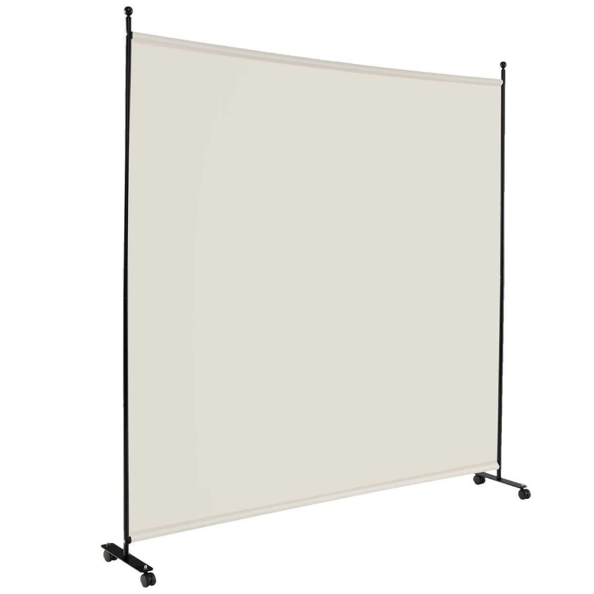Pannello divisorio singolo con ruote bloccabili-Paravento da interno portatile da soggiorno 184x184cm Beige