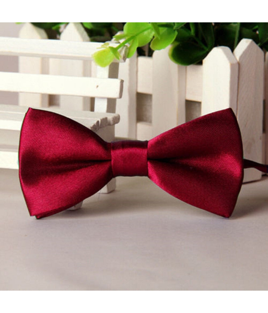 Papillon Cravattino Bambino Seta Raso Bimbo Farfalla Per Cerimonie Vari Colori  Bordeaux       