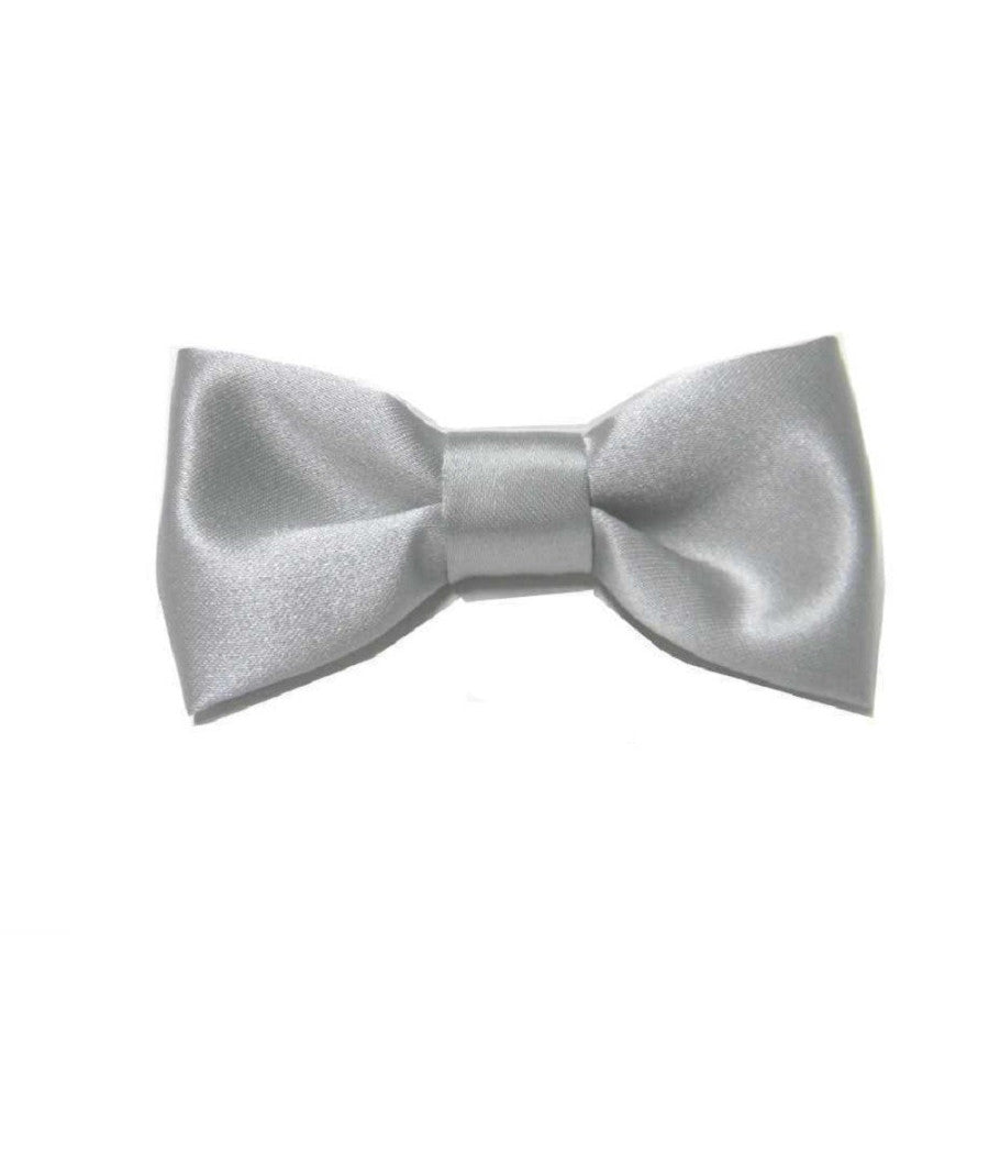 Papillon Cravattino Bambino Seta Raso Bimbo Farfalla Per Cerimonie Vari Colori  Grigio Argento       