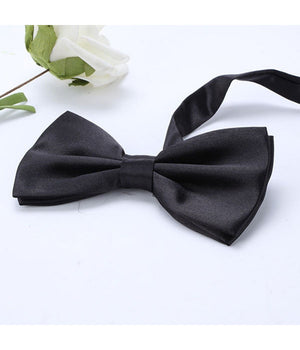 Trade Shop - Papillon Cravattino Bambino Seta Raso Bimbo Farfalla Per Cerimonie Vari Colori - Nero       