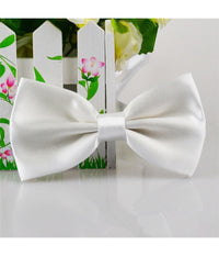 Papillon Cravattino Bambino Seta Raso Bimbo Farfalla Per Cerimonie Vari Colori  Bianco       